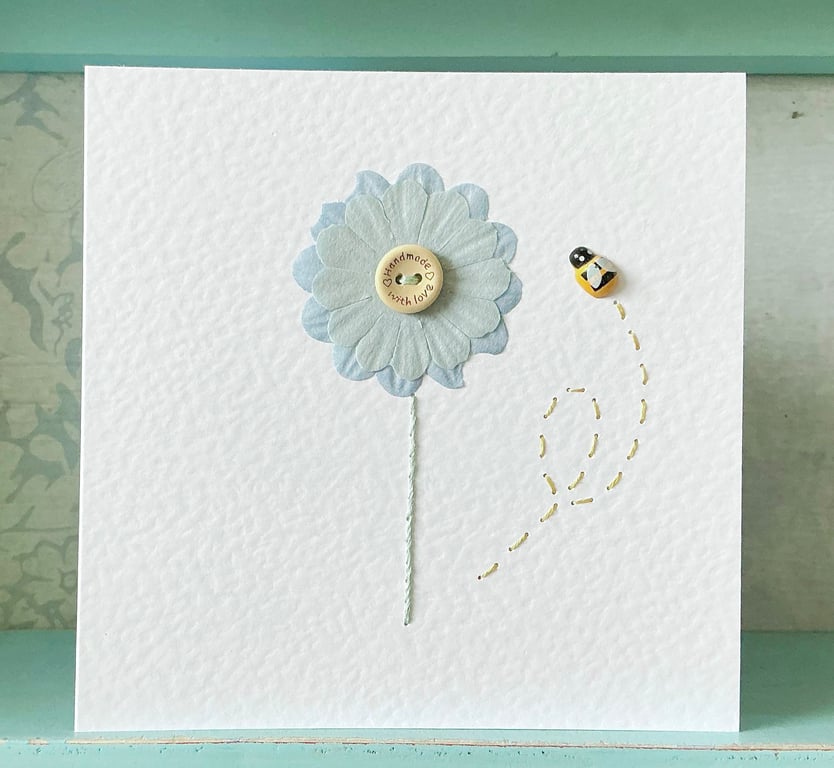 Hand Stitched Card. Any Occasion Card. Blank Card. Valentines Card. Mothers Day.