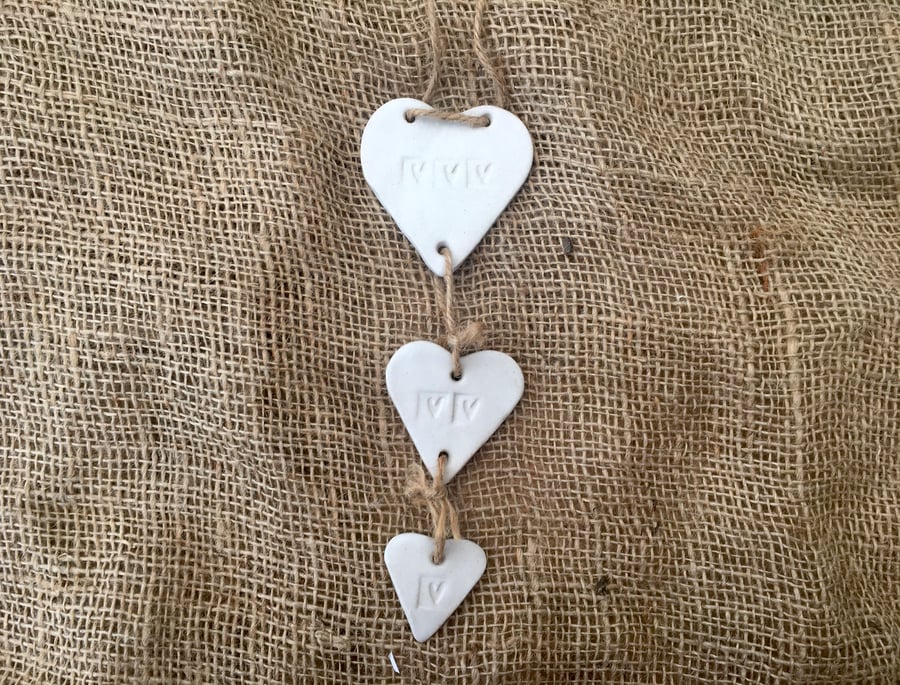 One off ceramic Loveheart hanger, gift idea, white glaze, U.K. Handmade item