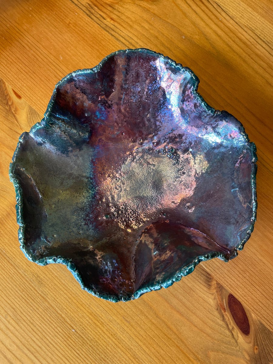 Raku copper effect bowl
