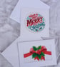 Set of 2 Cross Stitch Christmas Cards, Festive Red Bow & Merry Christmas - Image 3
