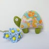 Lavender Tortoise Sachet, Retro Patchwork Style Flower Fabric