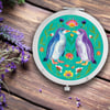 Round Penguin Compact Mirror – Turquoise
