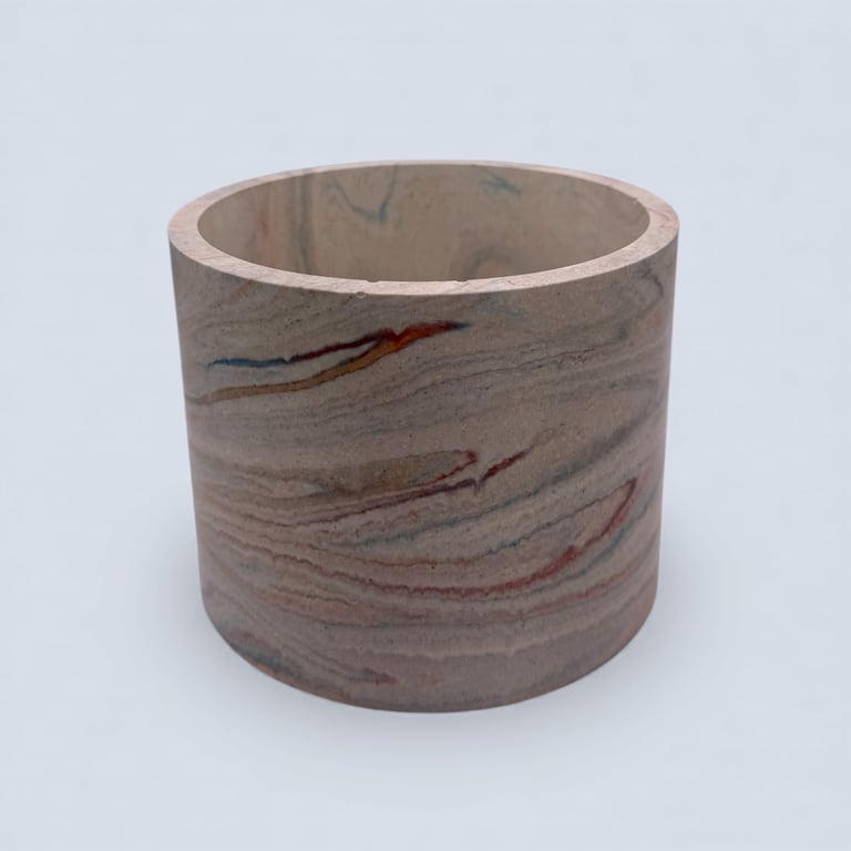 Marbled Plant Pot in Brown, Orange and Blue Stormy Sky Design Handmade Decor