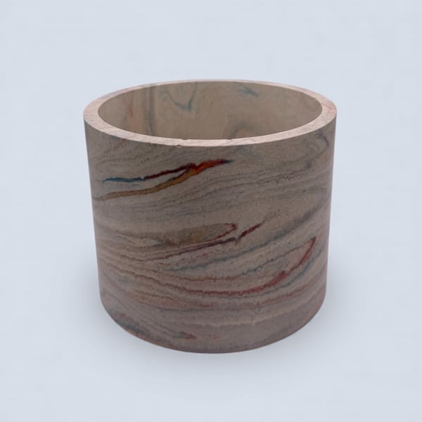 Marbled Plant Pot in Brown, Orange and Blue Stormy Sky Design Handmade Decor