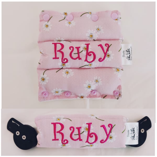 Pink Daisy Clubfoot Talipes Boots and Bar Cover. Ponseti BnB