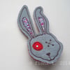 fabric brooch - zombie bunny (pink)