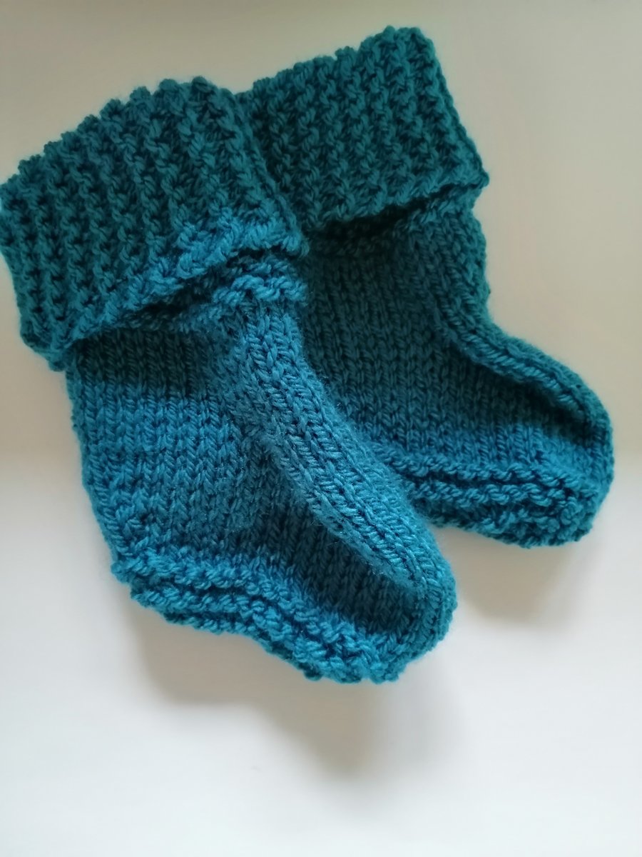 Choice of 3 colours hand knitted baby boy booties