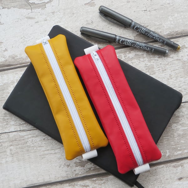 Pen case with zip and elastic band