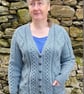 Hand Knit V Neck Cardigan In A Blend Of Wool With Alpaca - Fits Chest 102-105cms - Image 1