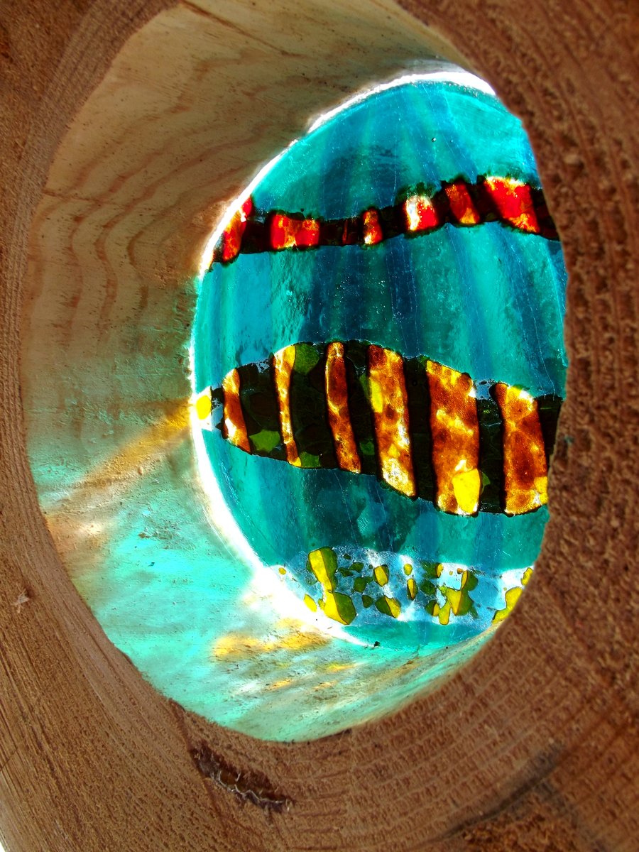 Looking up at Mountain Ash. Cast glass and recycled wood sculpture 