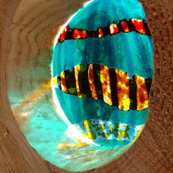 Looking up at Mountain Ash. Cast glass and recycled wood sculpture 