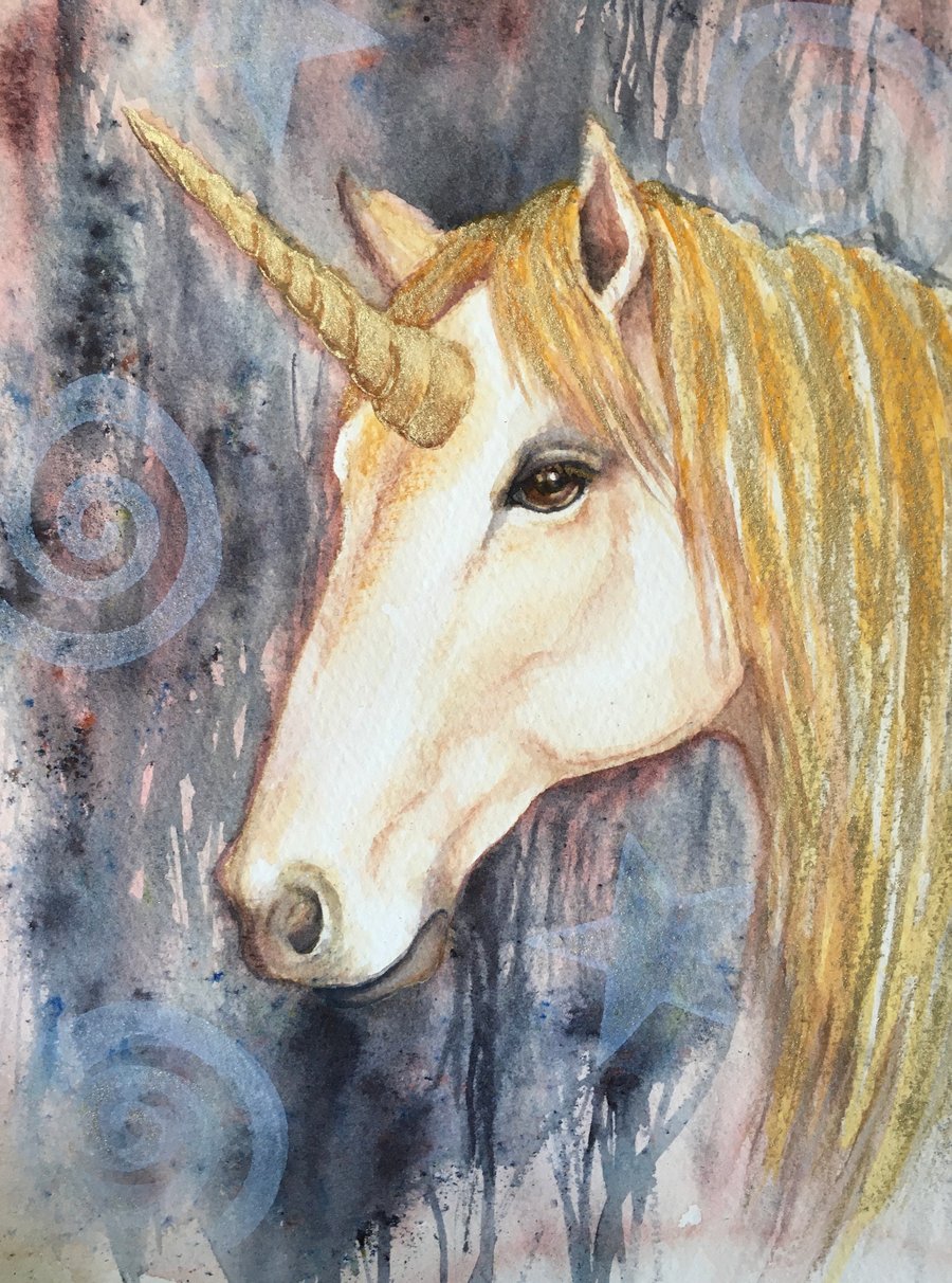 The Golden Unicorn watercolour 