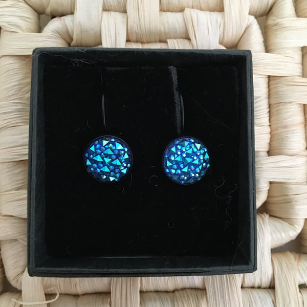 Sparkling Resin Druzy Earrings in Blue