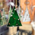 Wispy white glass Christmas Tree with natural stone chain