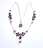 Purple Hematite Clover Necklace 20 Inch, Floral, Silver Curb Chain - Image 6