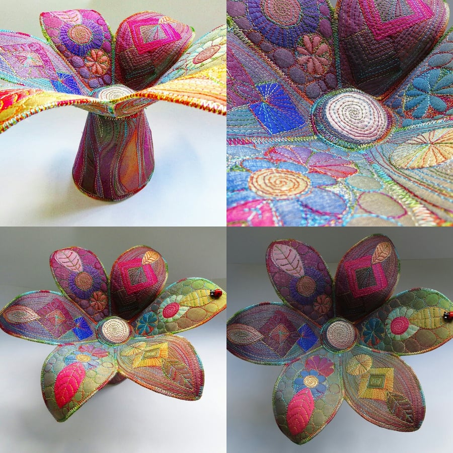 Textile Art Flower Bowl