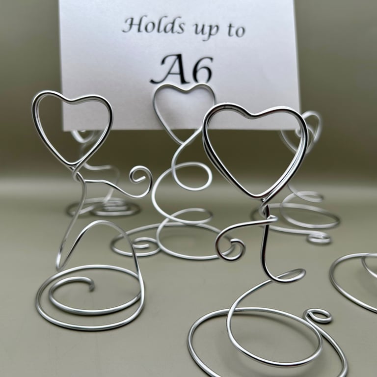   6 Suzie's random hearts card holders for place cards, photos or table numbers 