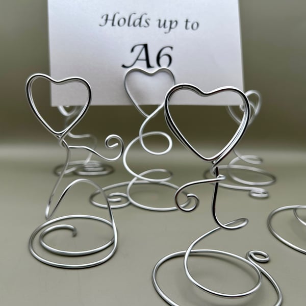  6 Suzie's random hearts card holders for place cards, photos or table numbers 