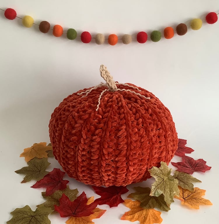 PUMPKIN . Single .Orange .Autumn .Home decor. Plush.Halloween.