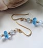 9k Solid Gold  Blue Topaz Earrings  - Image 3