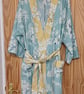 Kimono bath robe pale blue floral dressing gown