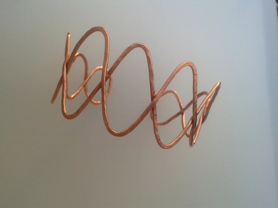 Hammered Copper Wave Cuff Bracelet,  B63