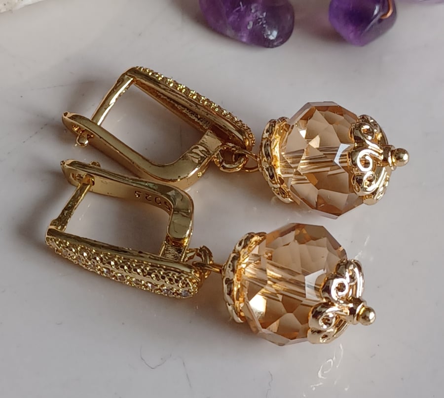 Drop earrings, glass crystal dangle earrings, handmade gift for her