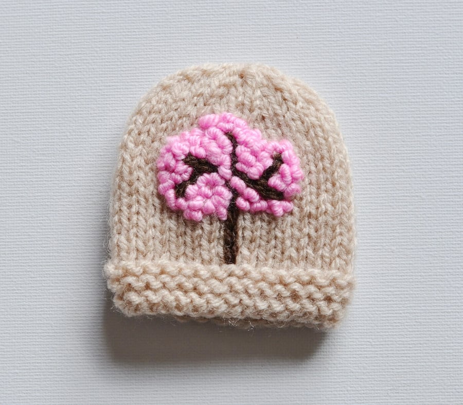 Pink Blossom Tree Knitted Egg or Cream Egg Cozy