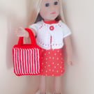 KNITTING PATTERN PDF Red and White Bag for Doll