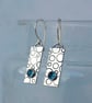 Textured Sterling Silver & Blue Topaz Earrings – Geometric Rectangle Earrings - Image 5