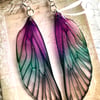 Purple Translucent Large Fairy Wing Sterling Silver Earrings