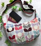 Large Dumpling Bag, Sling Style Cross Body Bag Retro Flower Design - Image 3