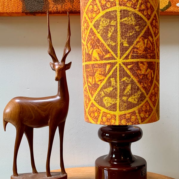 Bright Oranges and Lemons coloured Citrus RETRO 60s Barkcloth fabric Lampshade