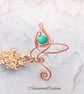 Copper Spiral Arm Cuff with Turquoise Stone — Adjustable Upper Arm Bracelet  - Image 1