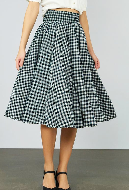 mono check 1950s Vintage Retro Rockabilly Circle skirt women's size 10-26 