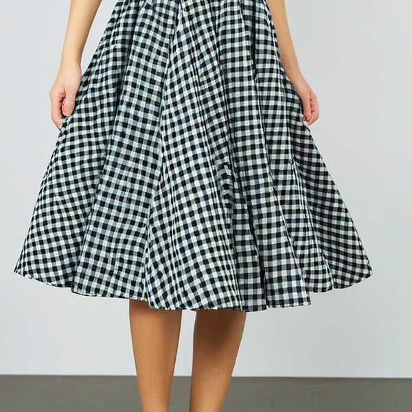 mono check 1950s Vintage Retro Rockabilly Circle skirt women's size 10-26 