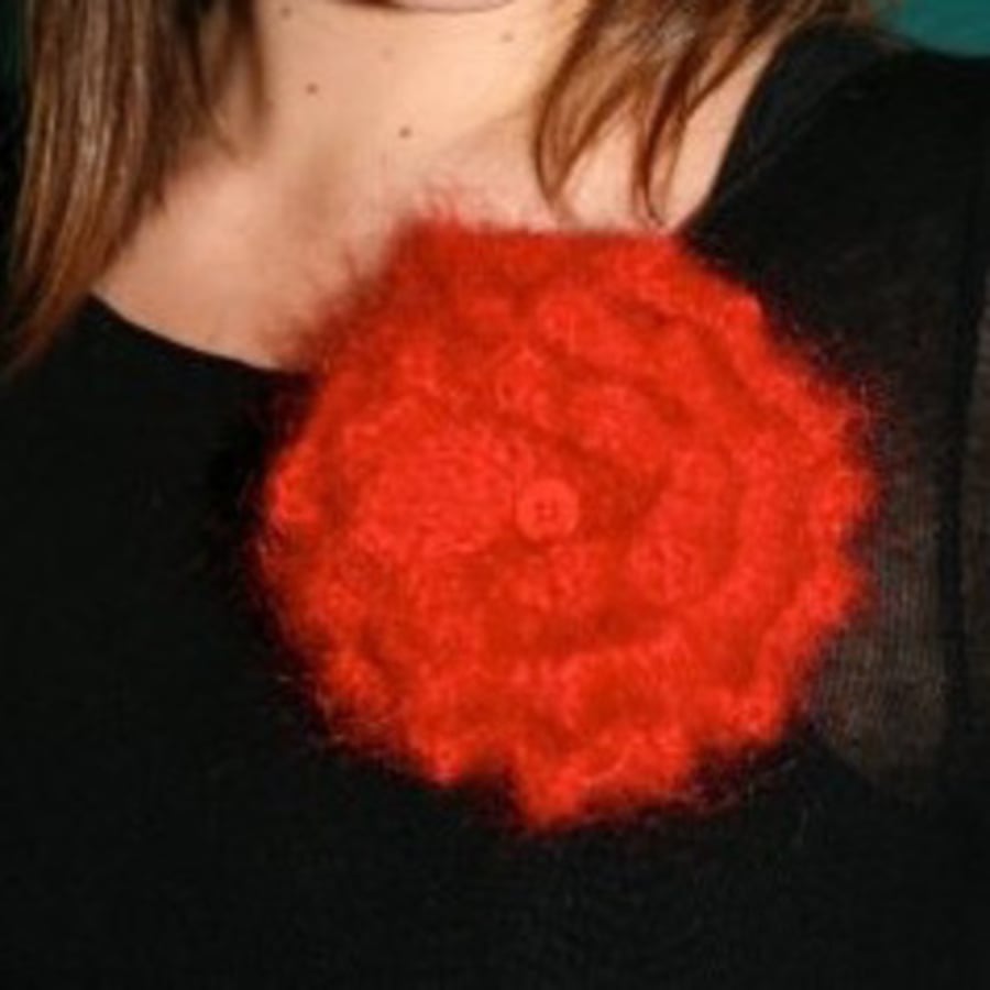 Large Mohair Corsage in Red, Wine, Jade Green, Pink & Black