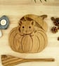 Pumpkin & Mouse Chopping Board - Solid Oak Autumn Design, UK Hand Made
