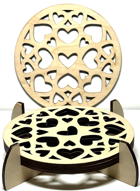 Baltic Birch Wooden Coaster - Set of 4  with stand (11)