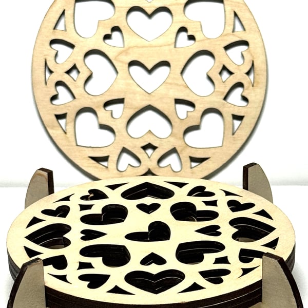 Baltic Birch Wooden Coaster - Set of 4  with stand (11)