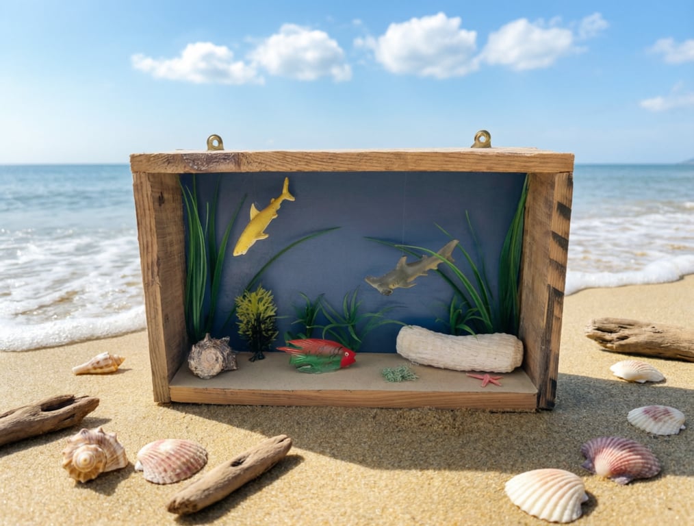 Under the Sea 3D Shadow Box Wall Art Coastal Ocean Decor Sea Core Wooden Wall Ha