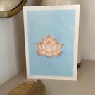 Lotus flower hand painted blank greeting card