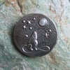 Moongazing Hare Silver Pewter Brooch with Mother of Pearl