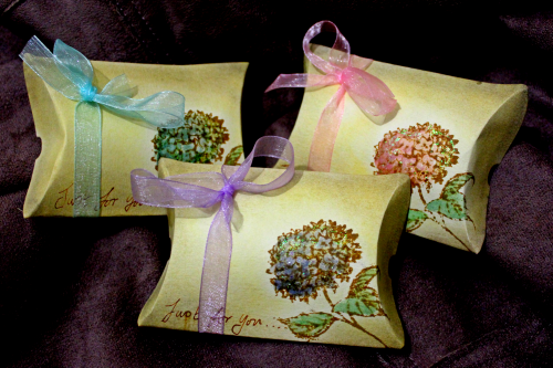 Just For You Hydrangea Pillow Boxes - Set of 8 Pink Purple and Blue