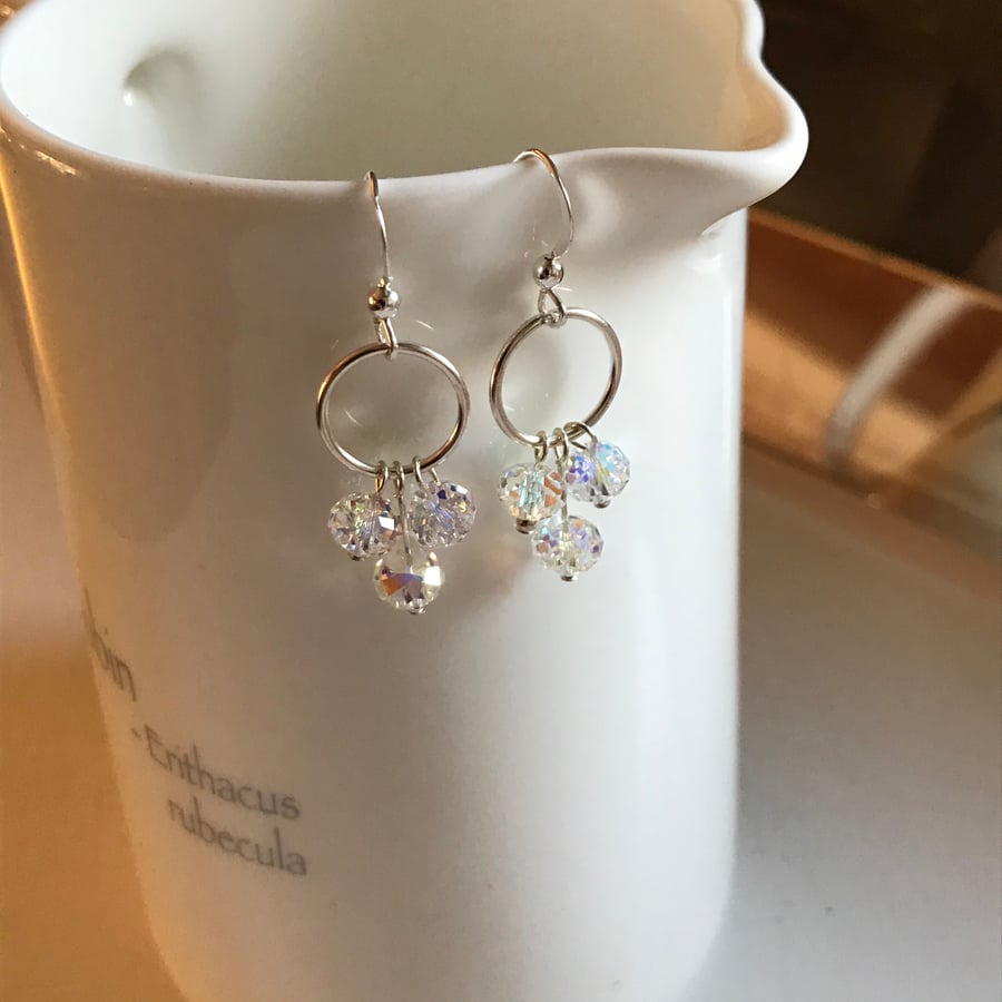 Swarovski Crystal drop Earrings, Sterling Silver earrings