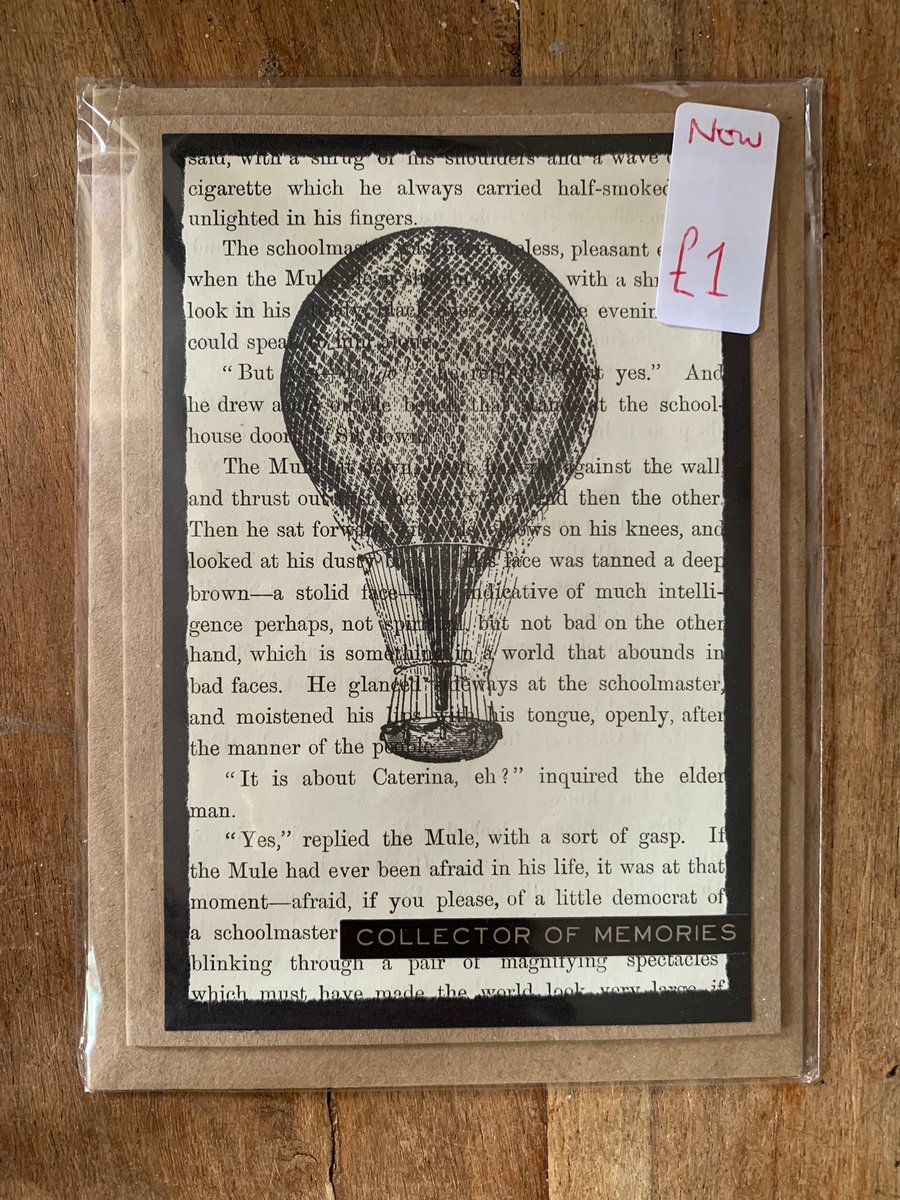 Hot air balloon book page Handmade Card 
