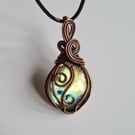 Multicoloured Natural Labradorite Copper Necklace Pendant Gift Crystal Jewellery