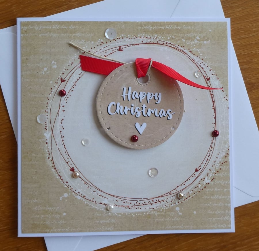 Wreath Style Christmas Card - Happy Christmas