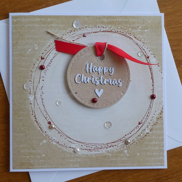 Wreath Style Christmas Card - Happy Christmas
