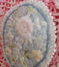 Oval, textile brooch with pastel, embroidered flowers. - Image 6